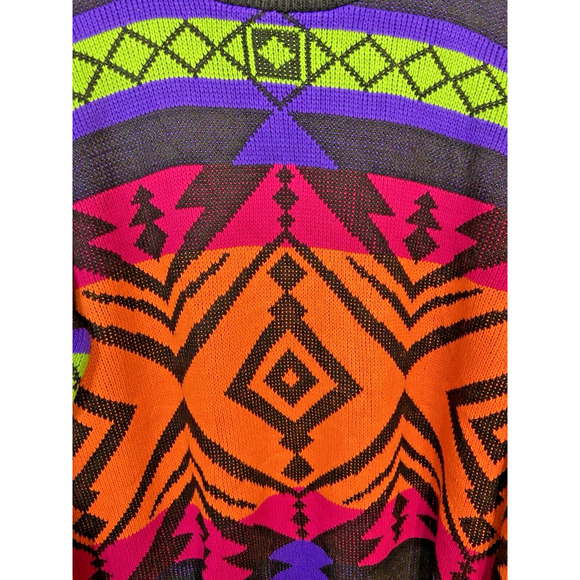 Vintage Liberty Knits One Size Vibrant Multicolor Geometric Sweater 80s USA Made - Picture 8 of 15